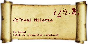 Árvai Miletta névjegykártya